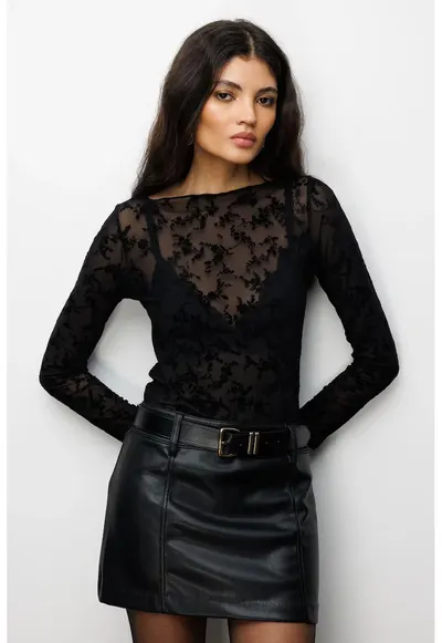 Bluza dama - florala - negru - textil