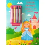 Coloram impreuna. Printese, zane, balerine. Carte de colorat cu 4 creioane cerate
