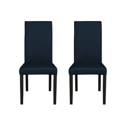 Set 2 scaune living TEO, picioare lemn wenge, piele ecologica albastru, 46x60x98 cm
