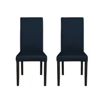 Set 2 scaune living TEO, picioare lemn wenge, piele ecologica albastru, 46x60x98 cm