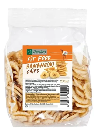 Chipsuri uscate de banane, 250 g, Damhert