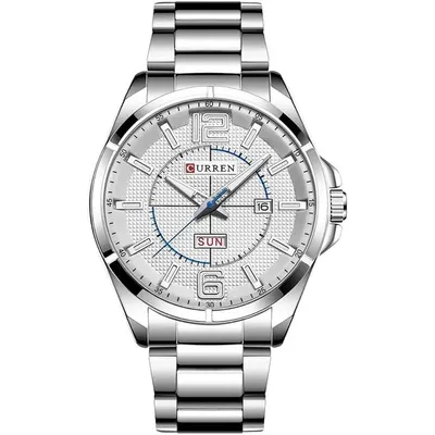 CEAS BARBATESC Ceas barbatesc Quartz, Curren cu afisaj data si zi a saptamanii, Inox