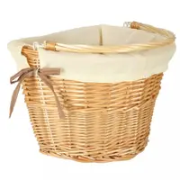Cos pentru bicicleta, Ikonka, impletit din rachita, prevazut cu maner de transport detasabil, dimensiune 26 x 23 cm, White