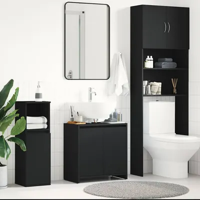 vidaXL Dulap de baie, negru, 60x33x61 cm, lemn prelucrat