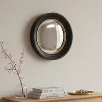 Oglindă decorativă, cu ramă neagră și detaliu auriu, 40.5 cm