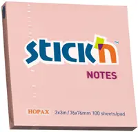 Notite adezive Stick'n - 76 x 76 mm, roz pastel, 100 file