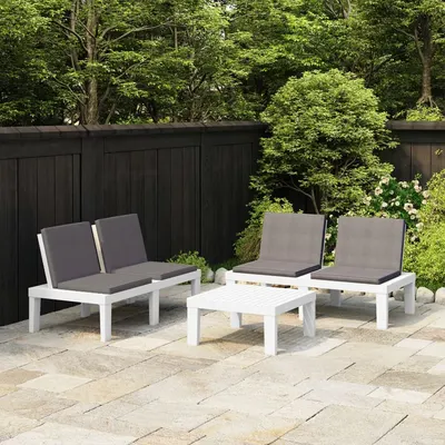 Gossi set mobilier de gradina cu perne, 3 piese, alb, plastic