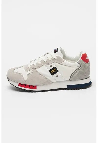 Pantofi sport cu insertii de piele intoarsa Queen - Alb/Gri deschis