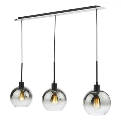 Lampa suspendata Lycia 3 Light Bar Pendant Matt Black Ombre Smoked Glass