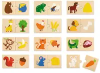 Puzzle din lemn Nowa Szkola - Animalele și hrana lor