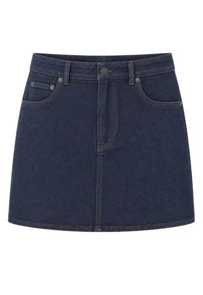 Fusta mini - denim - talie inalta - albastru marin