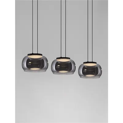 Lampa suspendata BIOS Triac Dimabil Mat Negru Metal & Fumuriu Gray Sticla LED 25 Wat 220-240 Volt 1515Lm 3000K IP20