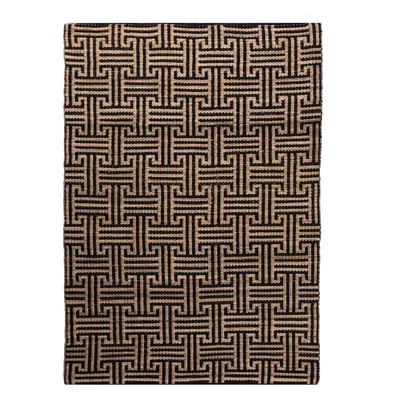 Covor negru-în culoare naturală țesut manual din amestec de iută 160x230 cm Meander Jute – Flair Rugs