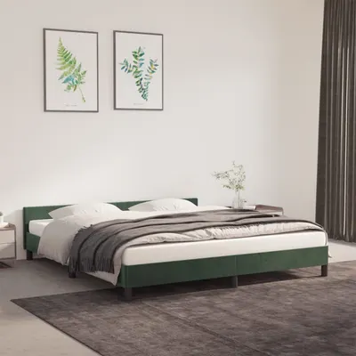 Gossi cadru de pat cu tablie, verde inchis, 160x200 cm, catifea