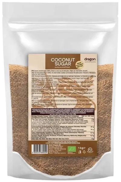 Zahăr de cocos organic, 1 kg, Dragon Superfoods