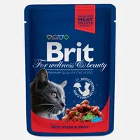 Brit Premium plic hrana umeda pisici, cu vită şi mazăre, 100g 100g