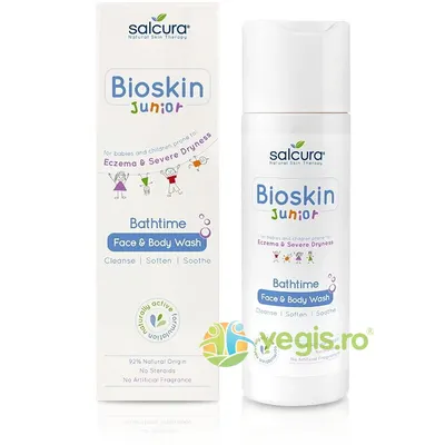 Gel de Dus Fata si Corp pentru Bebelusi si Copii cu Piele Uscata si Eczeme Bioskin Junior 200ml