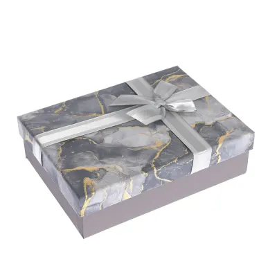 Cutie de cadou eleganta cu model marmorat gri 23 cm