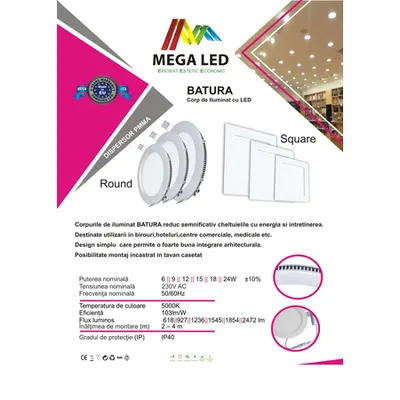 Spot Slim Batura Round Panel 12w