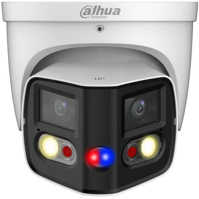 Camera IP Dahua IPC-PDW3849-A180-E2-AS-PV-0280B, 2x4MP, lentila 2.8mm, IR 25m, lumina alba 20m, microfon, difuzor, alarma, PoE, IP67
