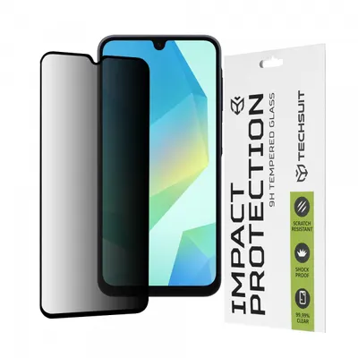 Folie de protectie Ecran Privacy Techsuit pentru Samsung Galaxy A16 5G A166 / A16 4G A165, Sticla Securizata, Full Glue, 111D