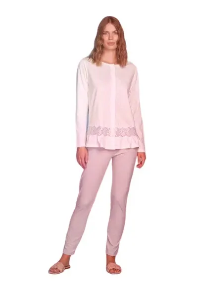 Pijamale dama maneci lungi 8724 - Roz