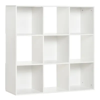 Biblioteca Albă pentru Casa si Birou, Raft cu Design Modern cu 9 Compartimente din Lemn, 91,5 x 29,5 x 91,5 cm HOMCOM | Aosom Romania