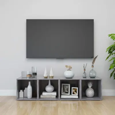 vidaXL Comode TV, 4 buc., gri beton, 37x35x37 cm, PAL