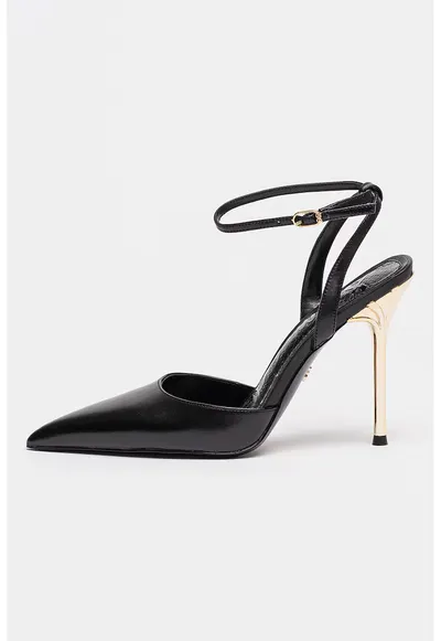 Pantofi slingback de piele Osha - Auriu/Negru/Portocaliu persan