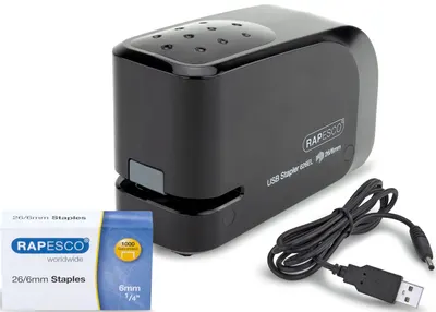Capsator Rapesco - 626EL, electric, 26/6, pentru 15 file, negru