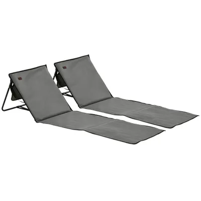 Outsunny Set 2 Șezlonguri Pliabile cu Unghi Reglabil și Buzunar cu Fermoar, 142x51x40 cm, Albastru | Aosom Romania