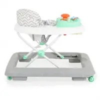 Premergator pentru copii Cangaroo Cody Pastel Green pliabil,inaltime reglabila 3 pozitii,scaun cu spatar inalt si moale,roti pivotante,6 dopuri din silicon anti-alunecare,panou muzical cu 12 melodii