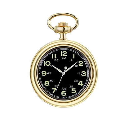 Ceas de buzunar Gorben PM002 Auriu - Mecanic, Afișaj cu Cifre Arabe, Cu Lant Vintage Retro