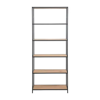 Etajeră neagră/în culoare naturală cu aspect de lemn de stejar 77x185 cm Seaford – Actona