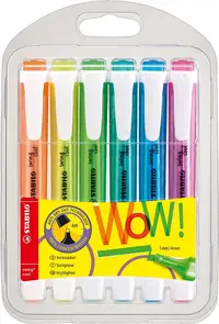 Set de etichete text Stabilo Swing Cool - 6 culori , fluorescent