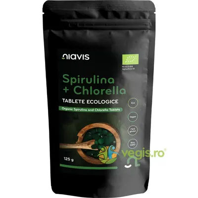 Spirulina + Chlorella Tablete fara Gluten Ecologice/Bio 125g