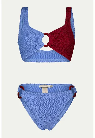 Costum de baie cu doua piese si doua nuante - Albastru lavanda