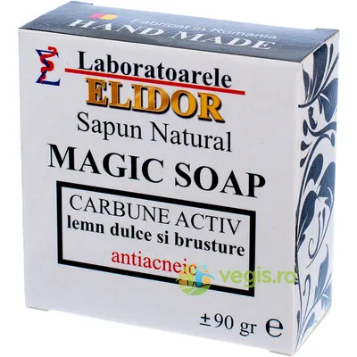 Sapun Antiacneic cu Carbune Activ, Lemn Dulce si Brusture Magic Soap 90g