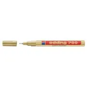 Marker permanent Edding 780, cu vopsea, corp aluminiu, varf rotund, 0. 8 mm, auriu