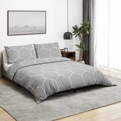 vidaXL Set cu husă de pilotă, gri, 225x220 cm, bumbac