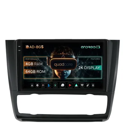 Navigatie 2K BMW Seria 1 E87 (2007-2011), Clima Automata, Android, S-Quadcore 4GB RAM + 64GB ROM, 9.5 Inch - AD-BGS90042K+AD-BGRKIT399