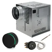 Set Ventilator Semineu Profesional 490mc - GEN II + Regulator electronic Negru Rotund + Termostat