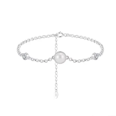 Bratara din argint 925 pentru dama, JW1701, model elegant cu perla, placata cu rodiu