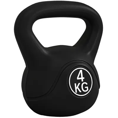 HOMCOM Kettlebell 4kg cu Bază Plată din Plastic Și Maner, Negru