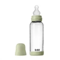 Set complet biberon din sticla anticolici cu tetina din silicon, flux mediu, 240 ml, Sage