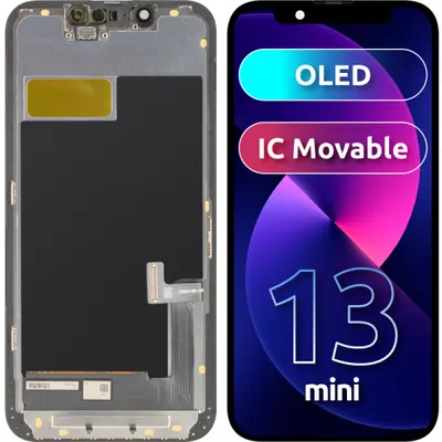 Display cu Touchscreen MP compatibil cu Apple iPhone 13 mini, cu Rama, Versiune OLED FHD IC Movable, Negru