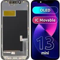 Display cu Touchscreen MP compatibil cu Apple iPhone 13 mini, cu Rama, Versiune OLED FHD IC Movable, Negru