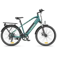 Bicicleta electrica Ulzomo Metro 26 E-bike, 250W, 36V 17Ah, autonomie 100km, viteza maxima 25km/h, Green, 26'' - Default Title