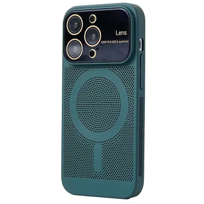 Husa Air Luxe, Perforatii si Protectie camera, Magsafe pentru iPhone 15 Pro Max, Disipare caldura, Verde Engros