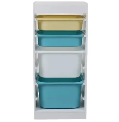 Organizator din PAL pentru copii Ginger Home Toy Shelf pentru jucarii si accesorii cu 4 cutii,40,8x30x90,3 cm